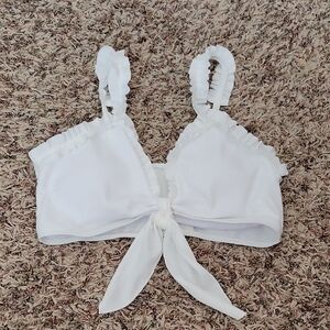 White Ruffled Women's Swim Top